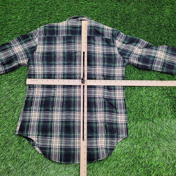 Vintage 90s Western Hippie Shadow Plaid Shirt S/M 19x28 Wool - Picture 4 of 11